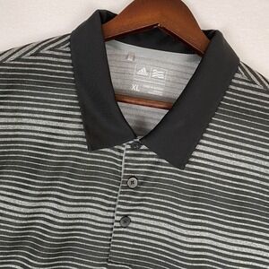 Adidas Polo Shirt Men's XL Black Grey Stripe Short Sleeve Business Casual‎ Golf